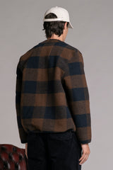 DOVER CARDIGAN IN BOILED WOOL CHECK
