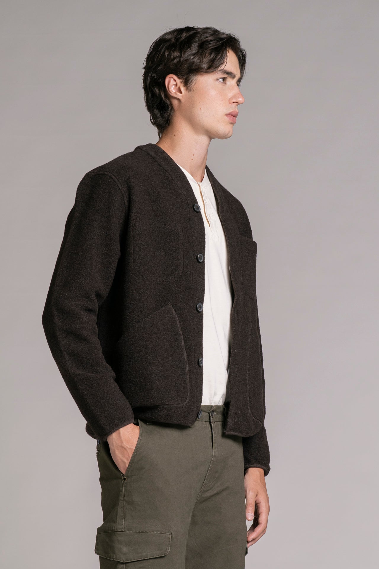 DOVER CARDIGAN IN BOILED WOOL