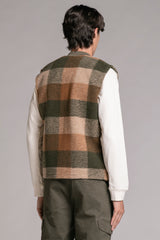 TERRY GILET IN BOILED WOOL CHECK
