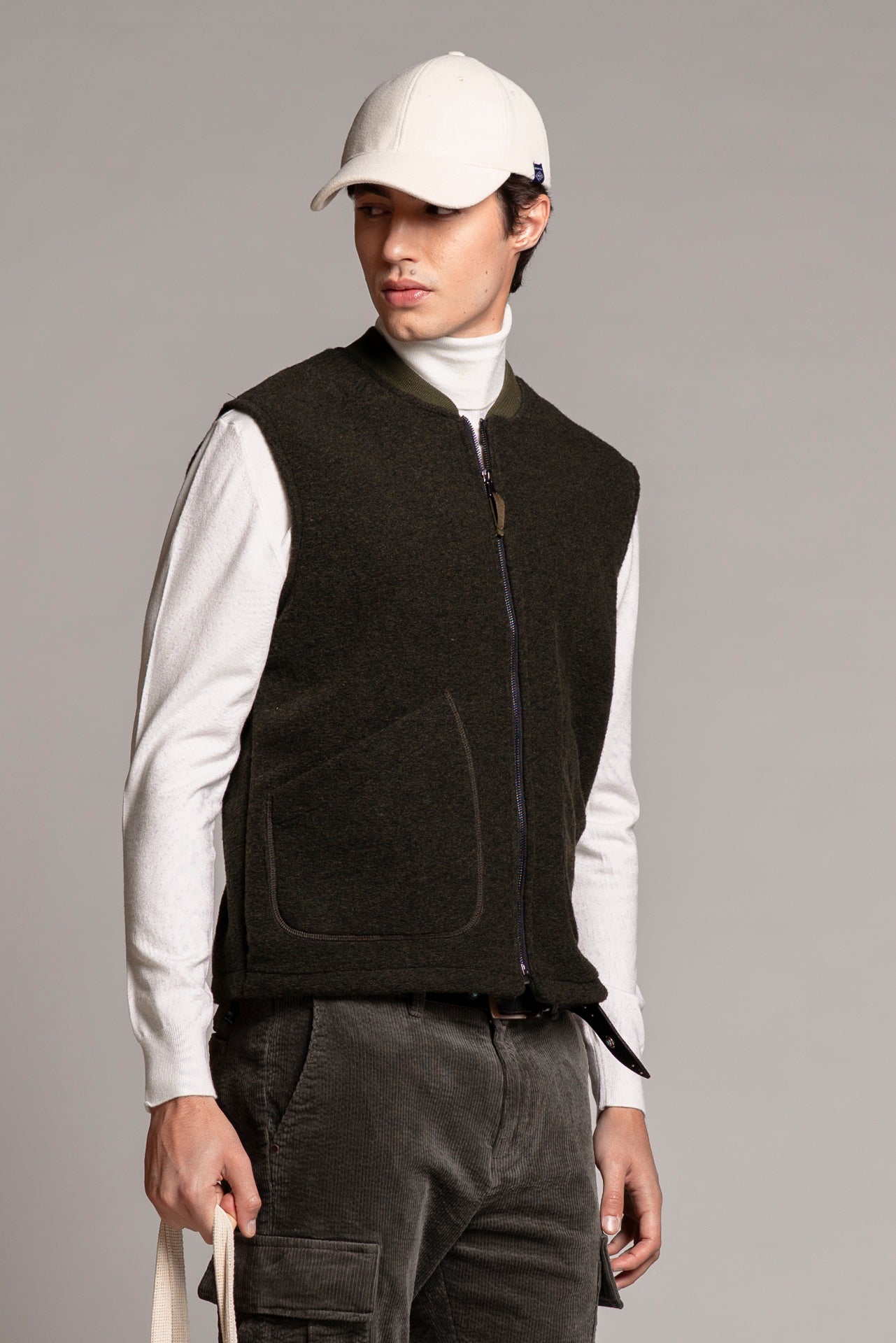 TERRY GILET IN BOILED WOOL
