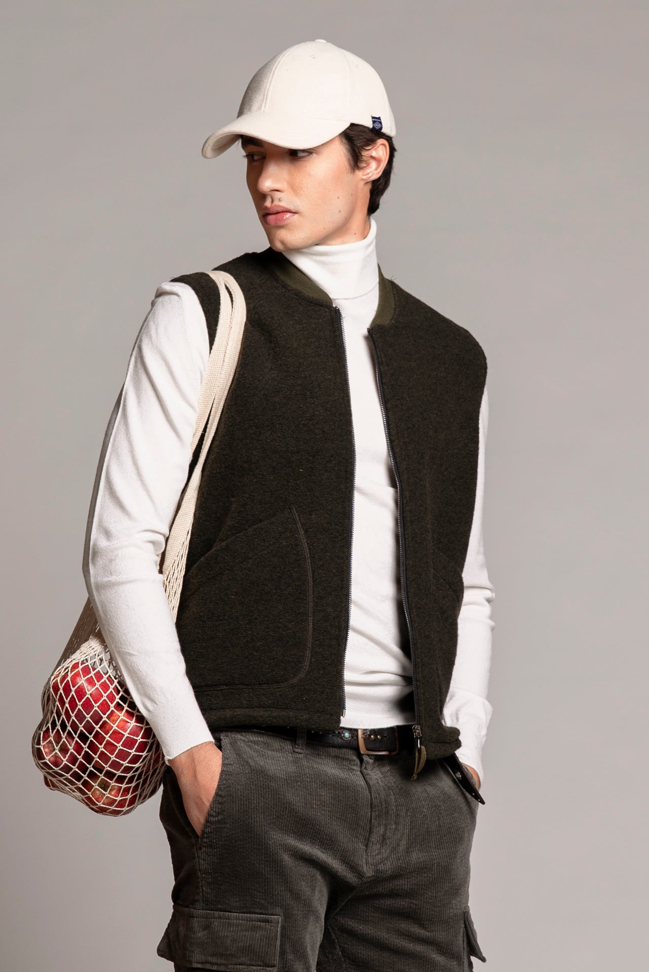 TERRY GILET IN BOILED WOOL
