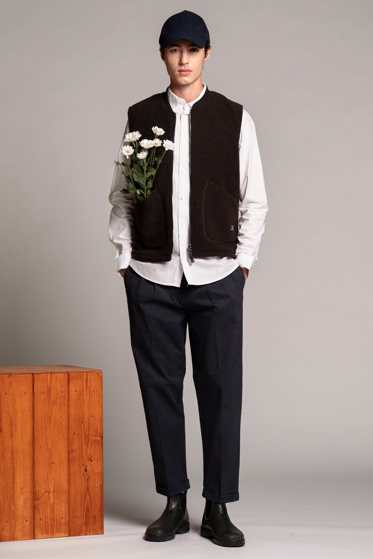 TERRY GILET IN BOILED WOOL