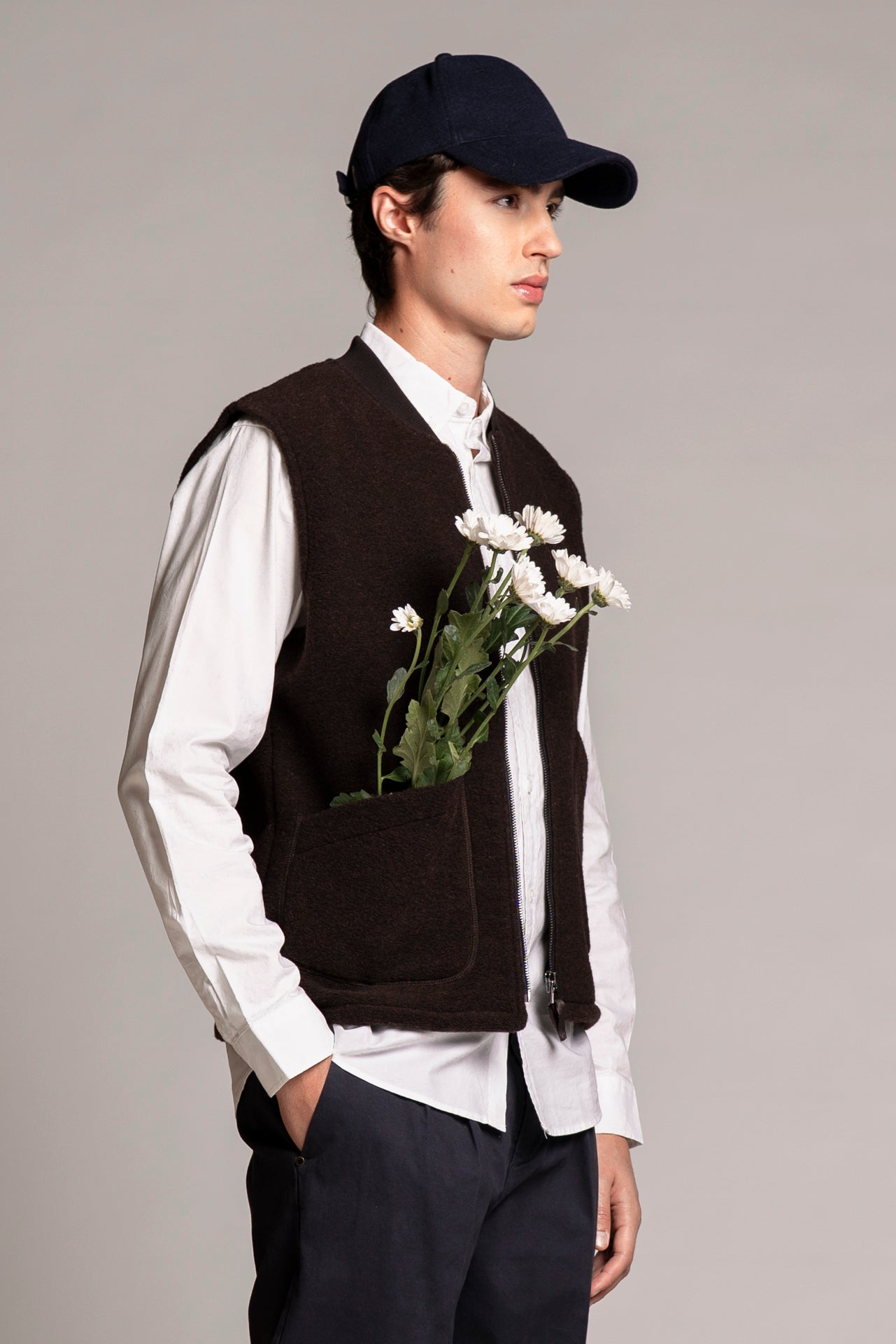 TERRY GILET IN BOILED WOOL