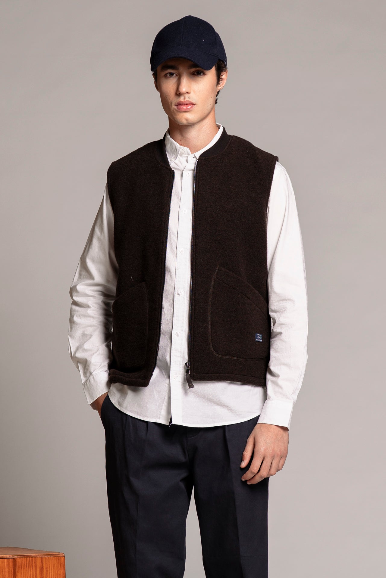 TERRY GILET IN BOILED WOOL