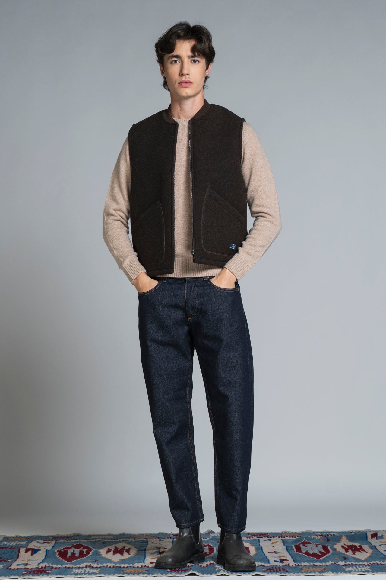 TERRY GILET IN BOILED WOOL