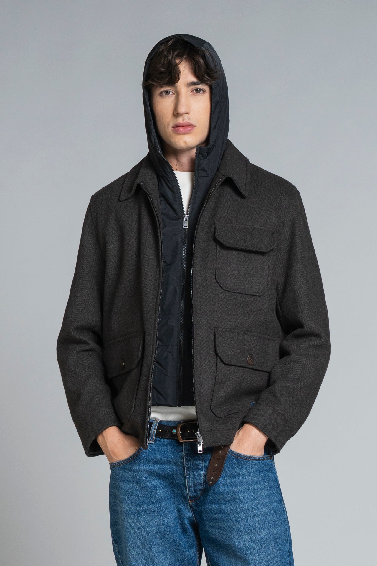 LIAM HOODIE JACKET MIXED WOOL