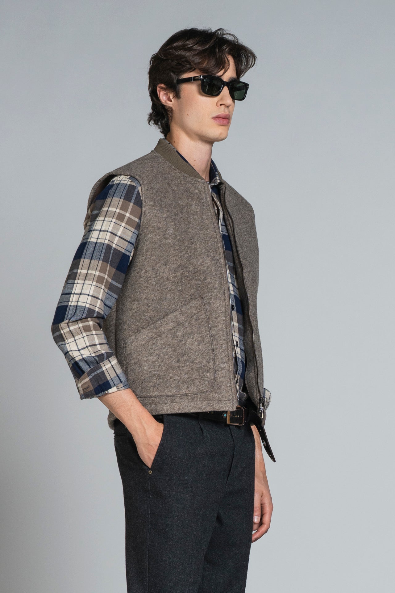TERRY GILET IN BOILED WOOL