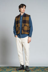 TERRY GILET IN BOILED WOOL CHECK