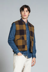 TERRY GILET IN BOILED WOOL CHECK