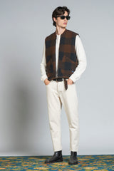 TERRY GILET IN BOILED WOOL CHECK