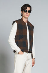 TERRY GILET IN BOILED WOOL CHECK