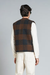 TERRY GILET IN BOILED WOOL CHECK