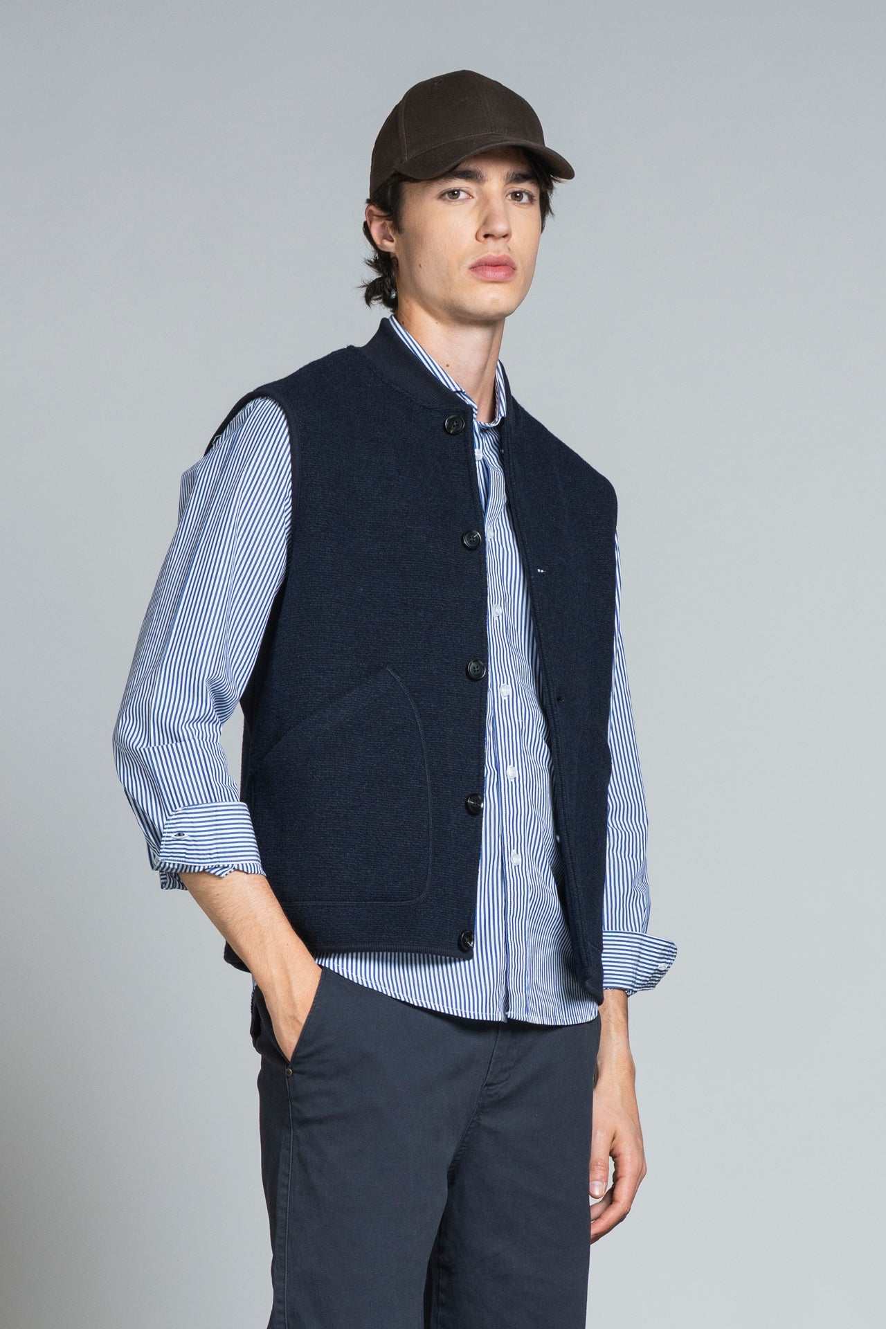 DEAN GILET IN BOILED WOOL