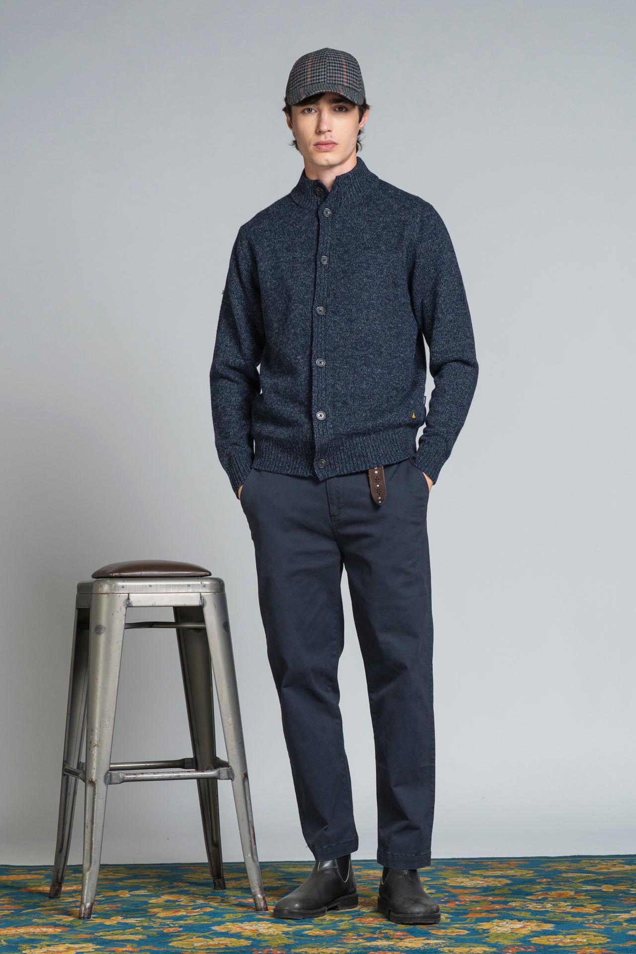CHASE CARDIGAN BUTTON IN MOULINE'