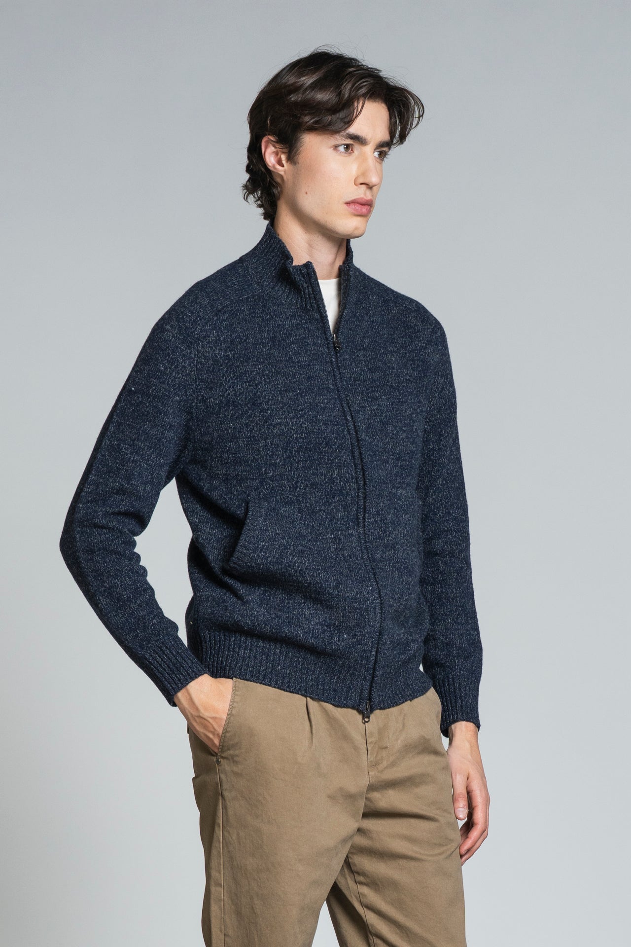 CONRAD CARDIGAN ZIP IN MOUINE'