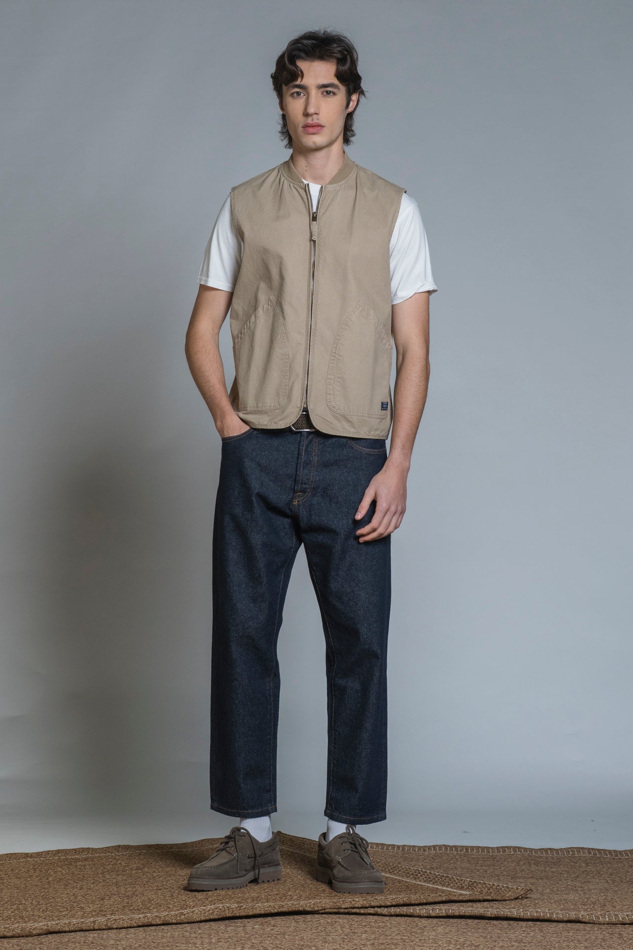 TERRY GILET ZIP COTTON SLUB