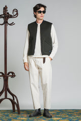 TERRY GILET IN BOILED WOOL HERRIGBONE