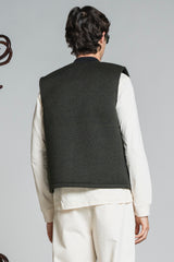 TERRY GILET IN BOILED WOOL HERRIGBONE
