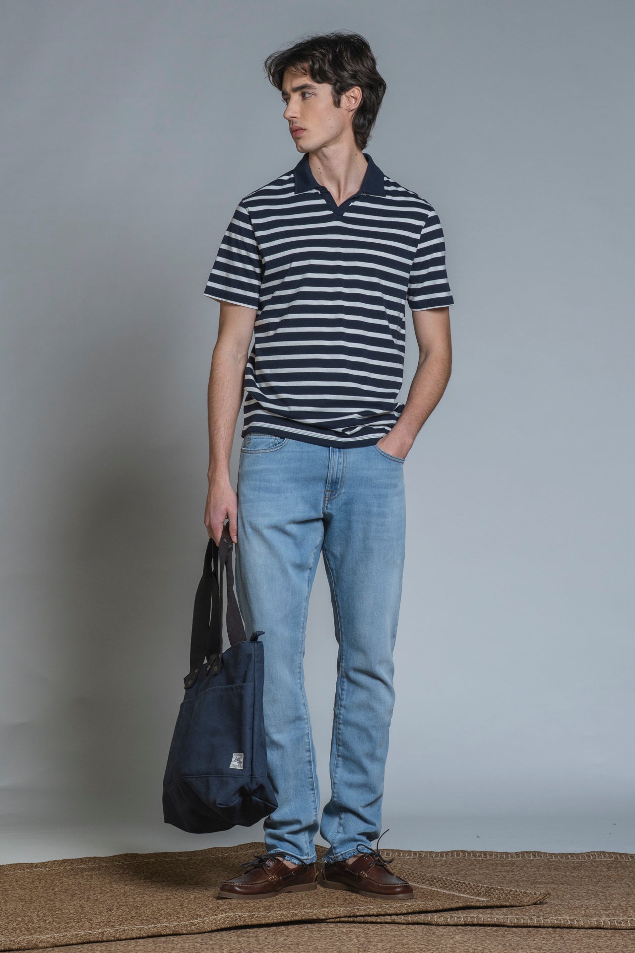 JAMIE SKIPPER POLO IN JERSEY STRIPE