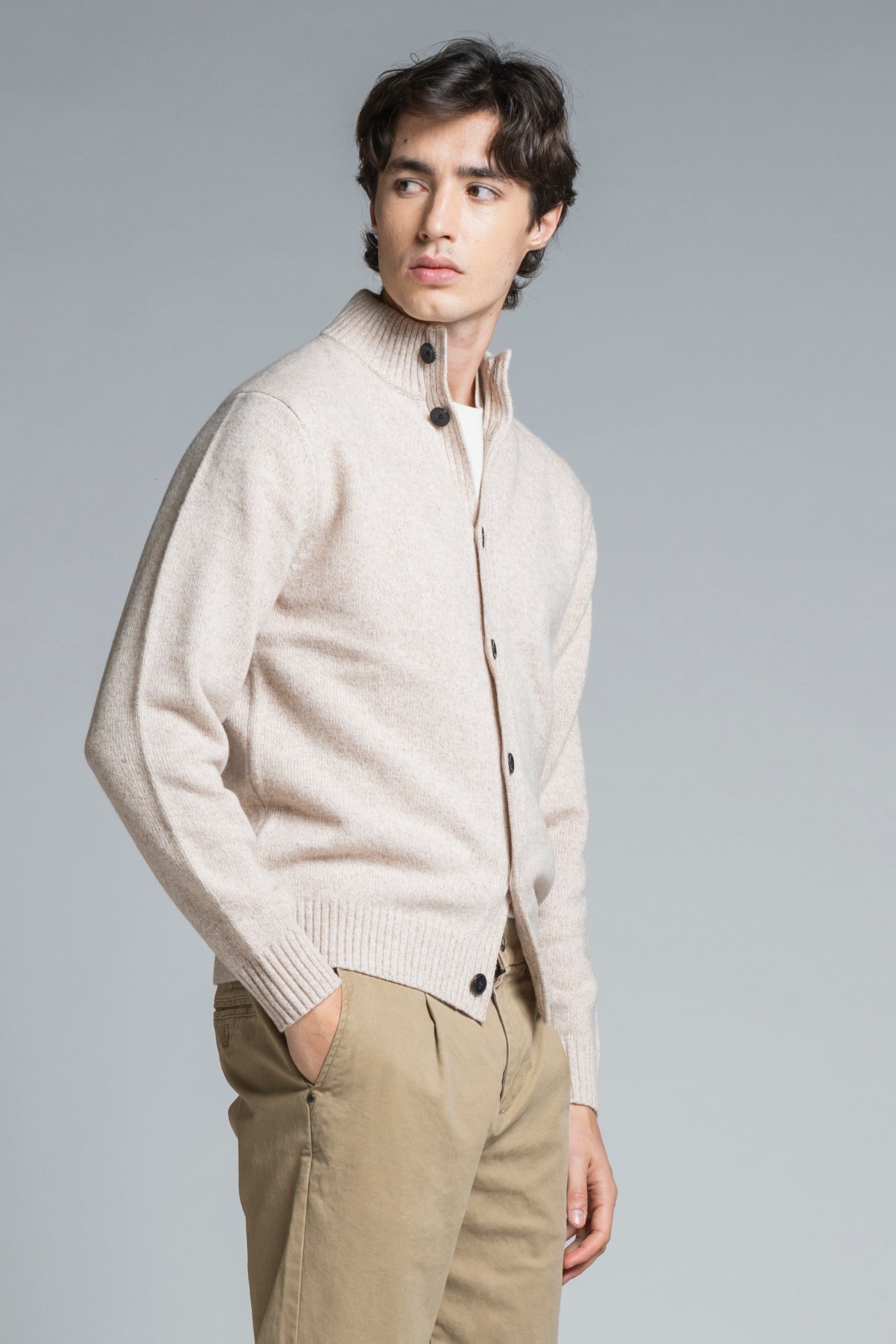 CHASE CARDIGAN BUTTON IN MOULINE'
