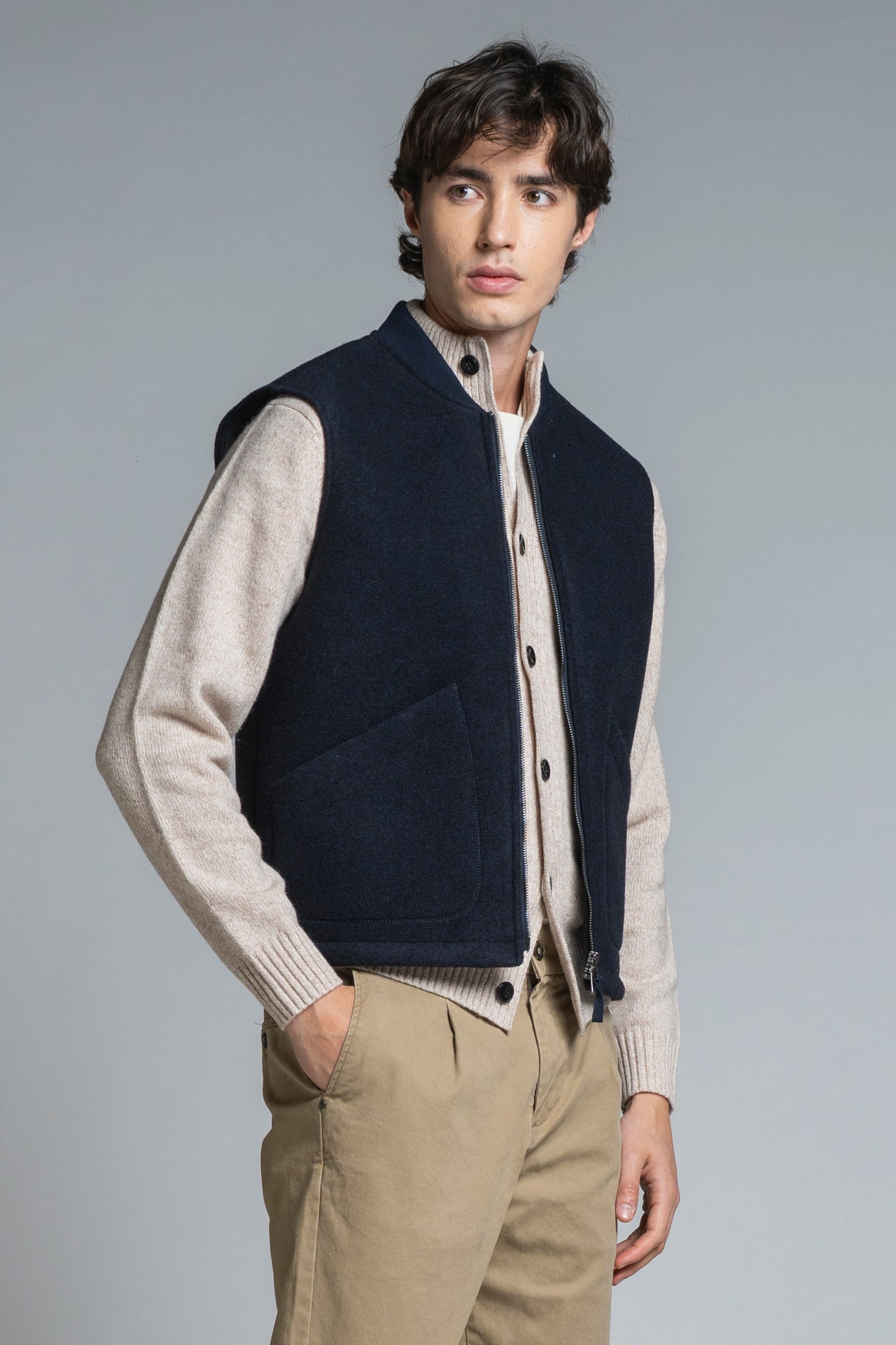 TERRY GILET IN BOILED WOOL