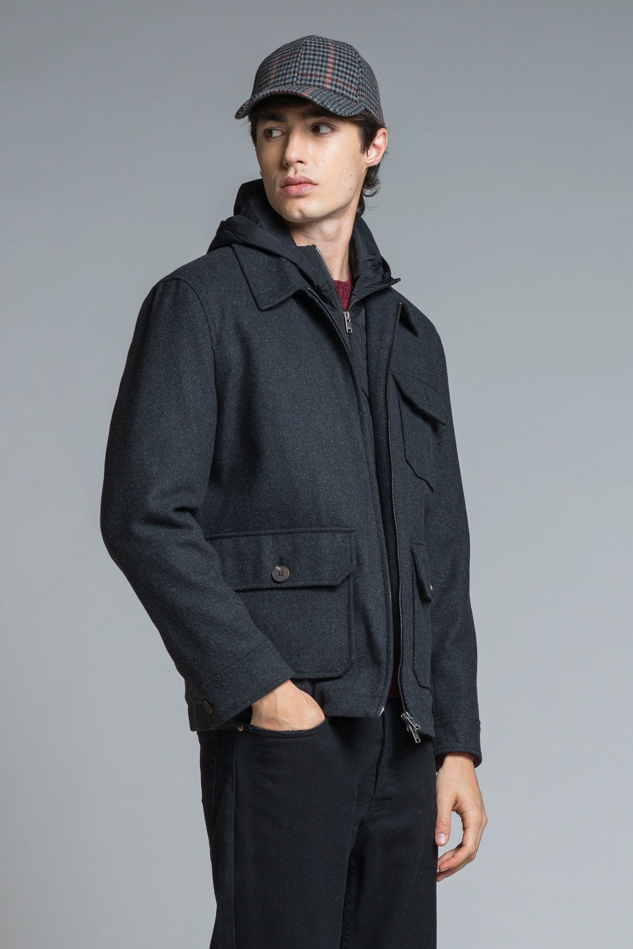 LIAM HOODIE JACKET MIXED WOOL