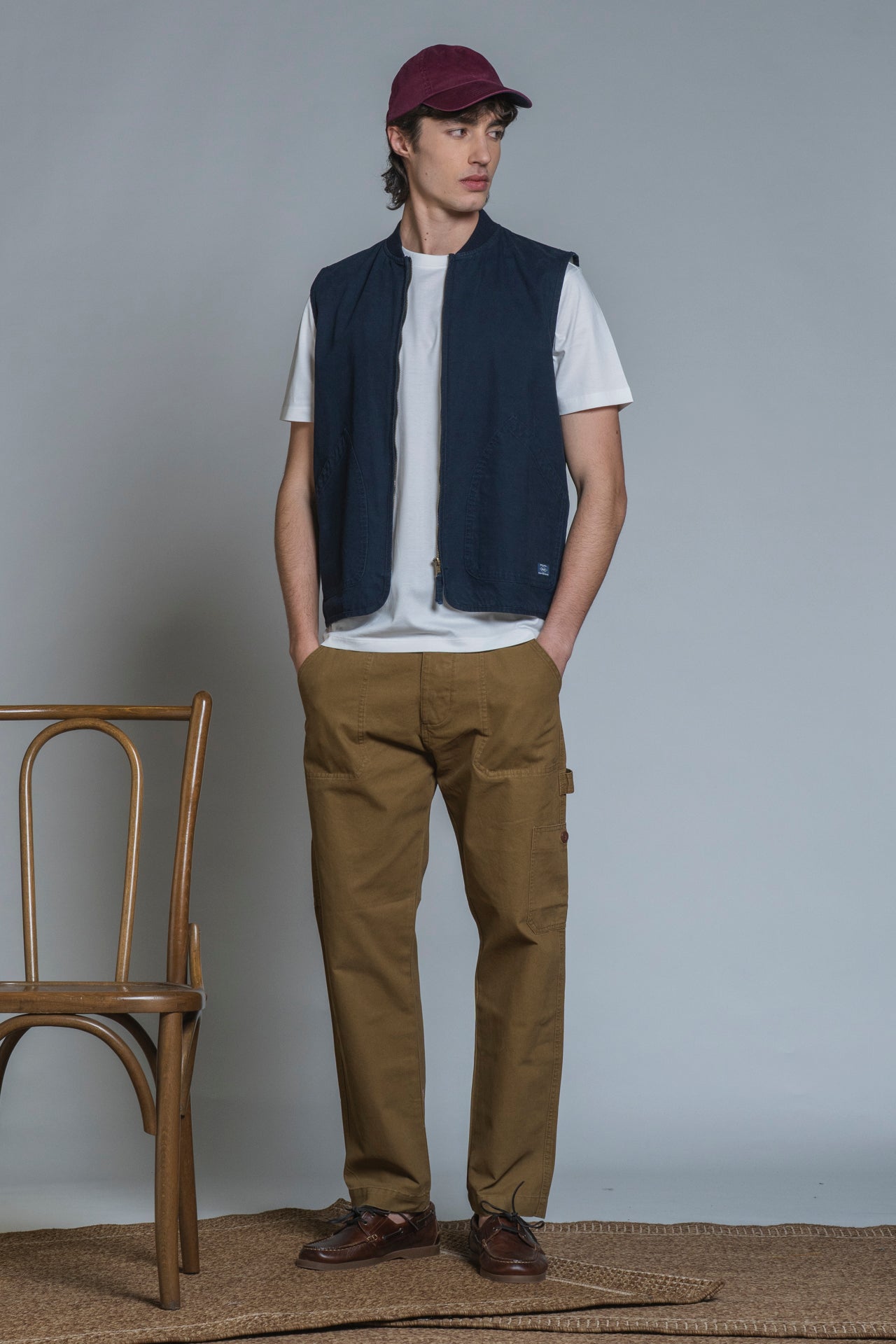 TERRY GILET ZIP COTTON SLUB