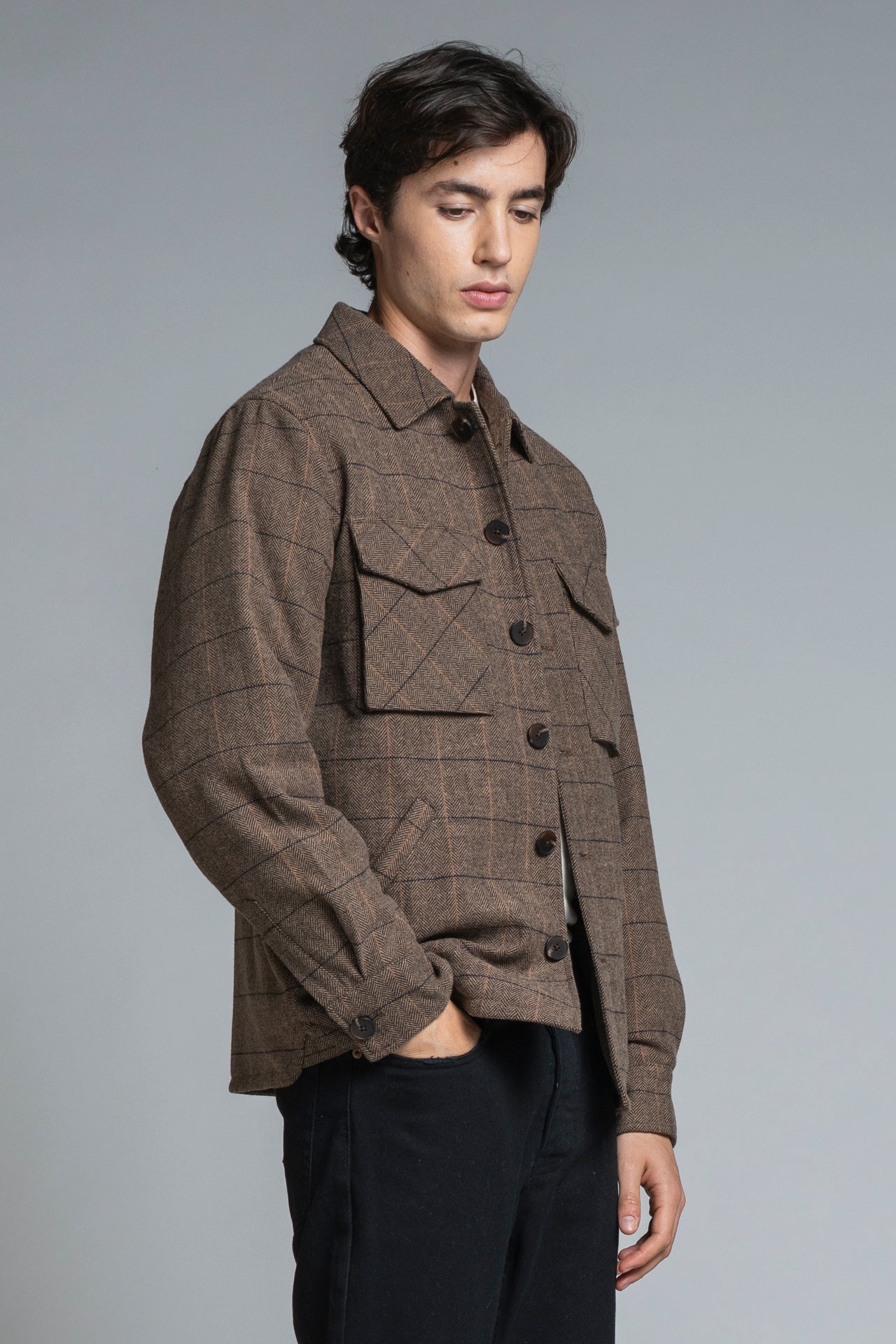 DEREK OVERSHIRT JACKET IN MIXED WOOL