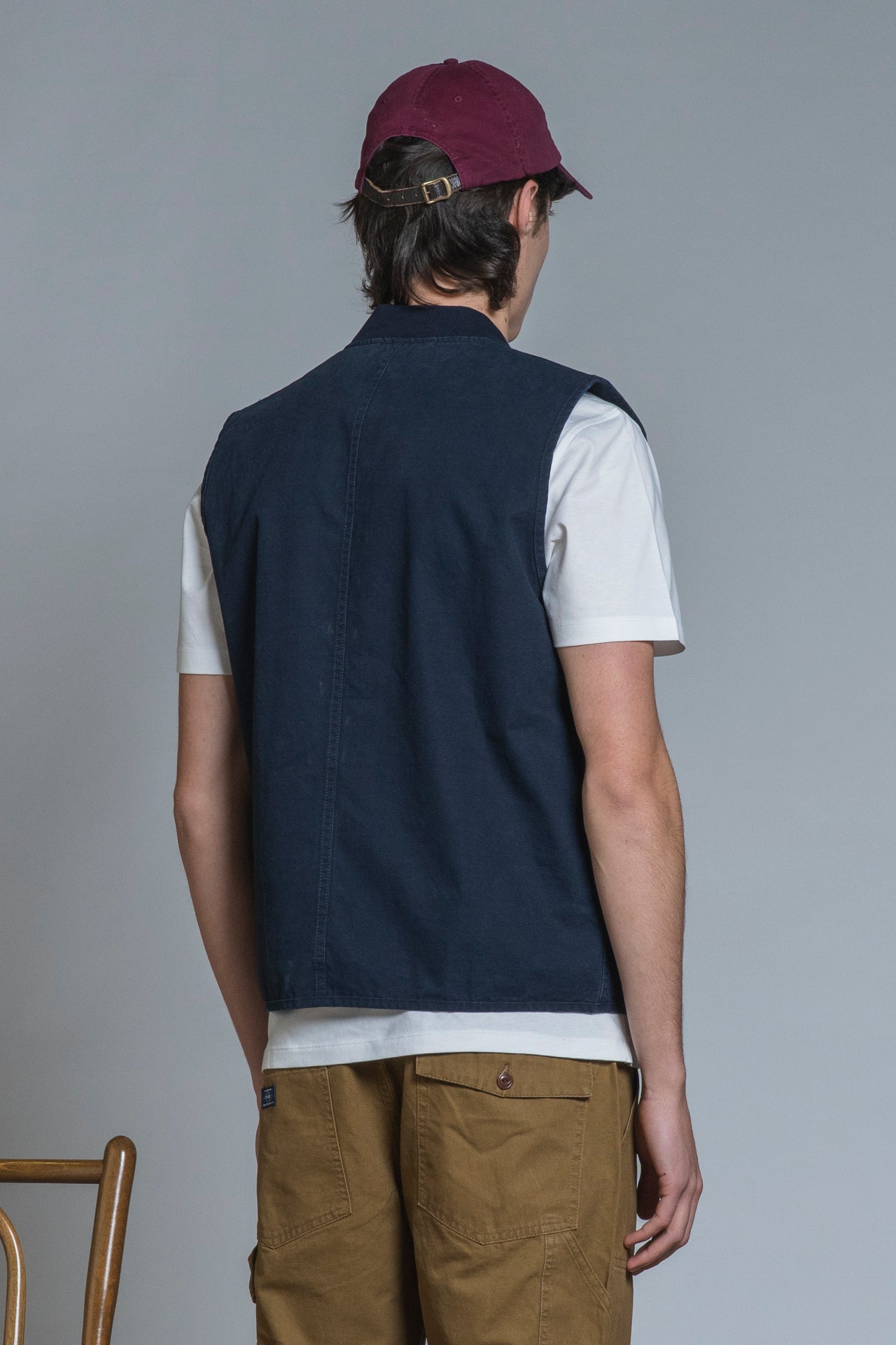TERRY GILET ZIP COTTON SLUB