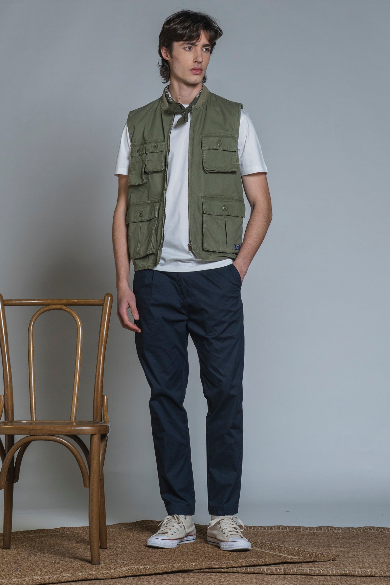 CHORE GILET ZIP TWILL STRETCH