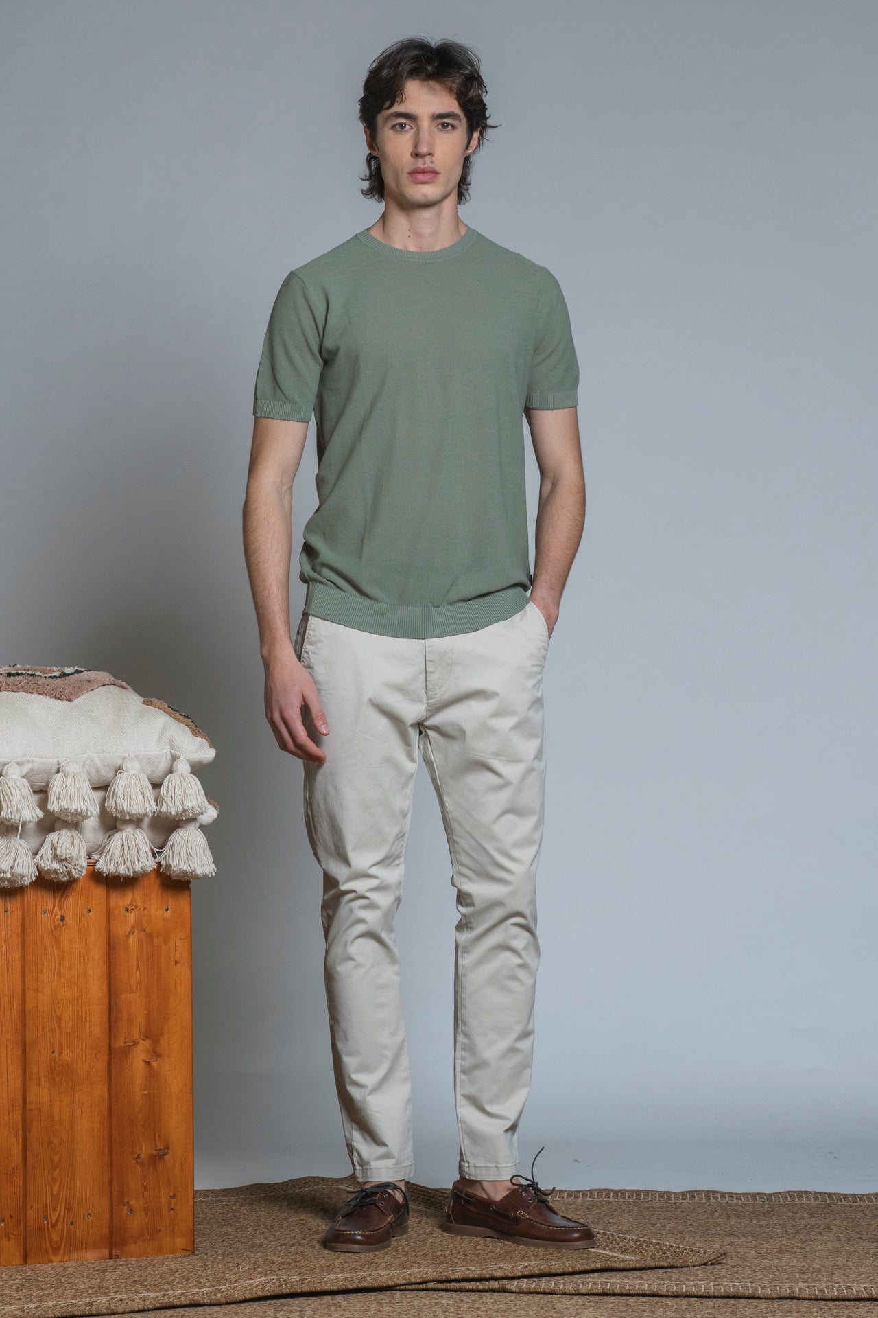 JARED SWEATER ROUND NECK COTTON RICE
