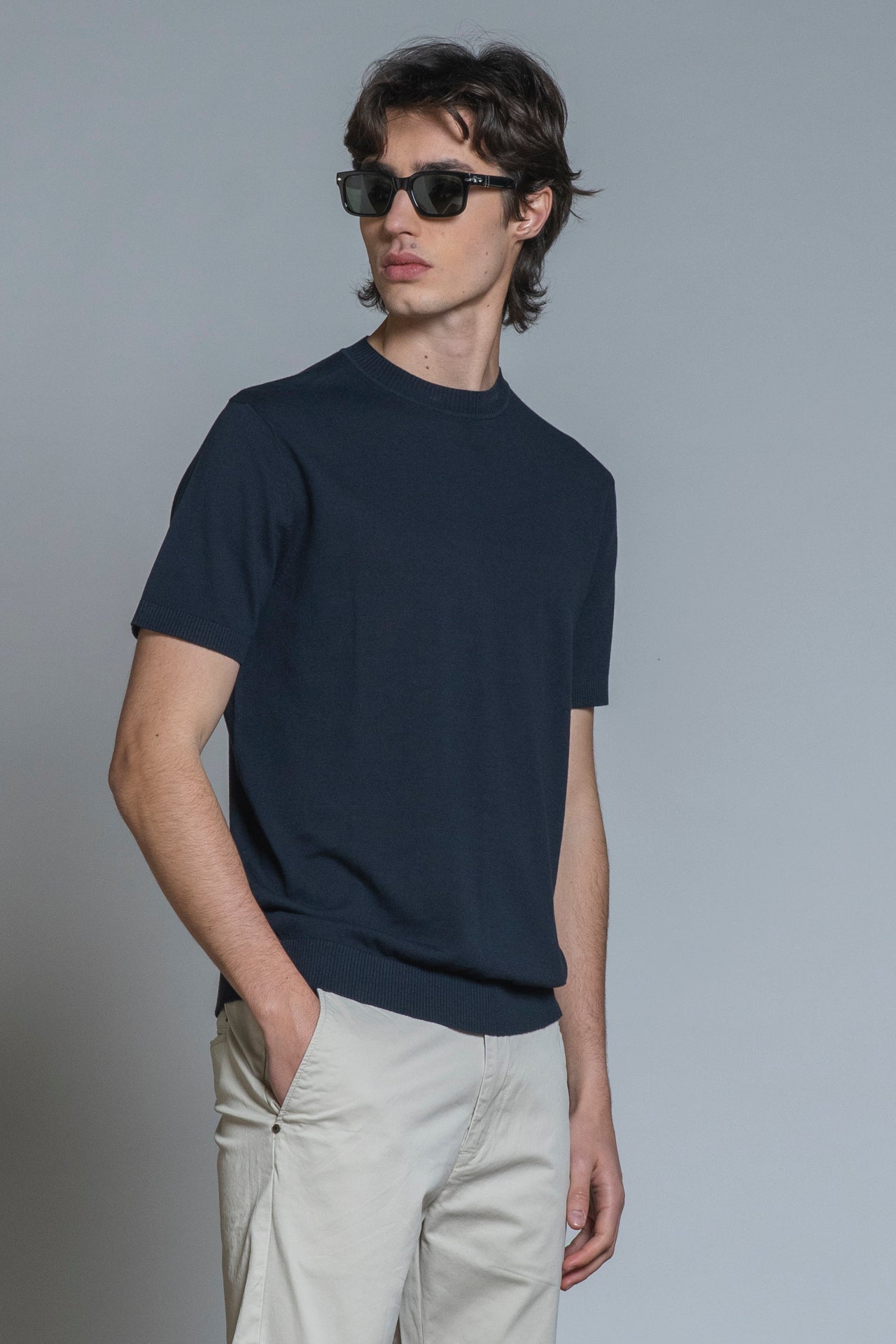 SAMUEL SWEATER ROUND NECK IN COTTON CREPE