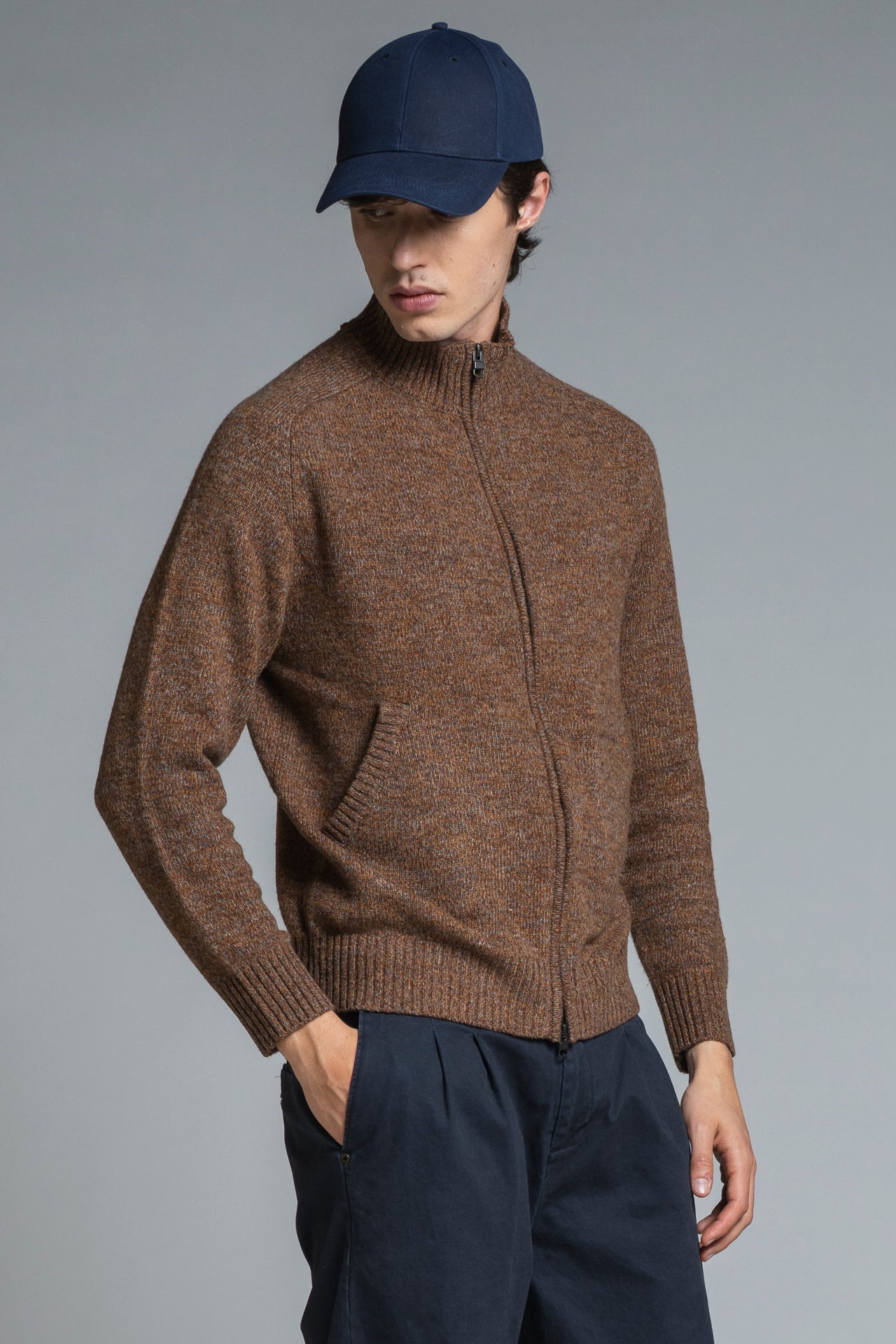 CONRAD CARDIGAN ZIP IN MOUINE'