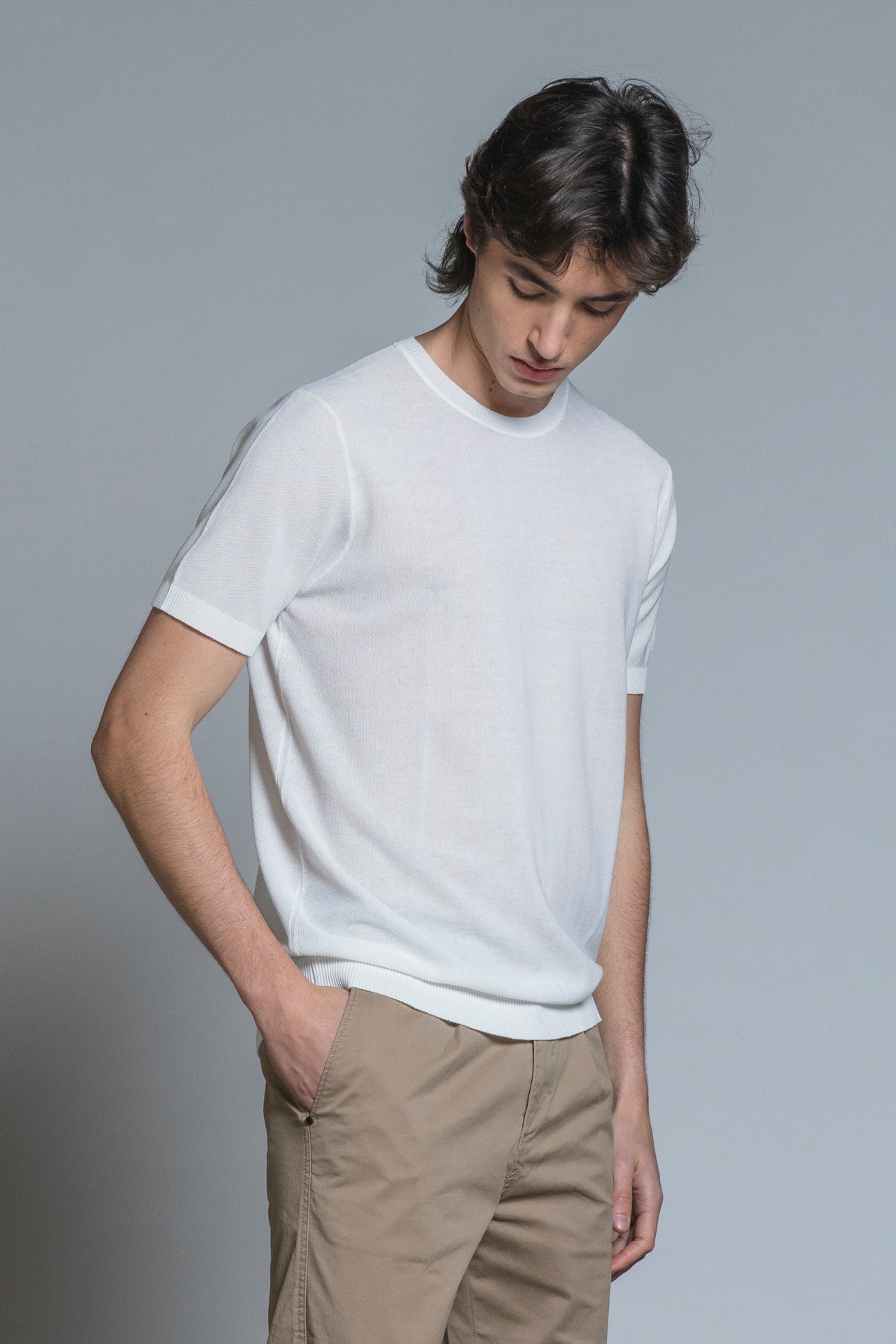 JARED SWEATER ROUND NECK COTTON RICE