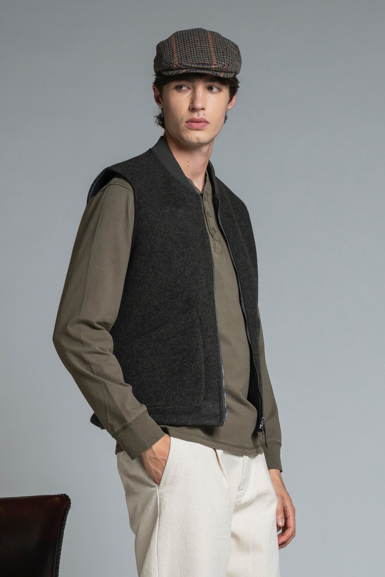 TERRY GILET IN BOILED WOOL