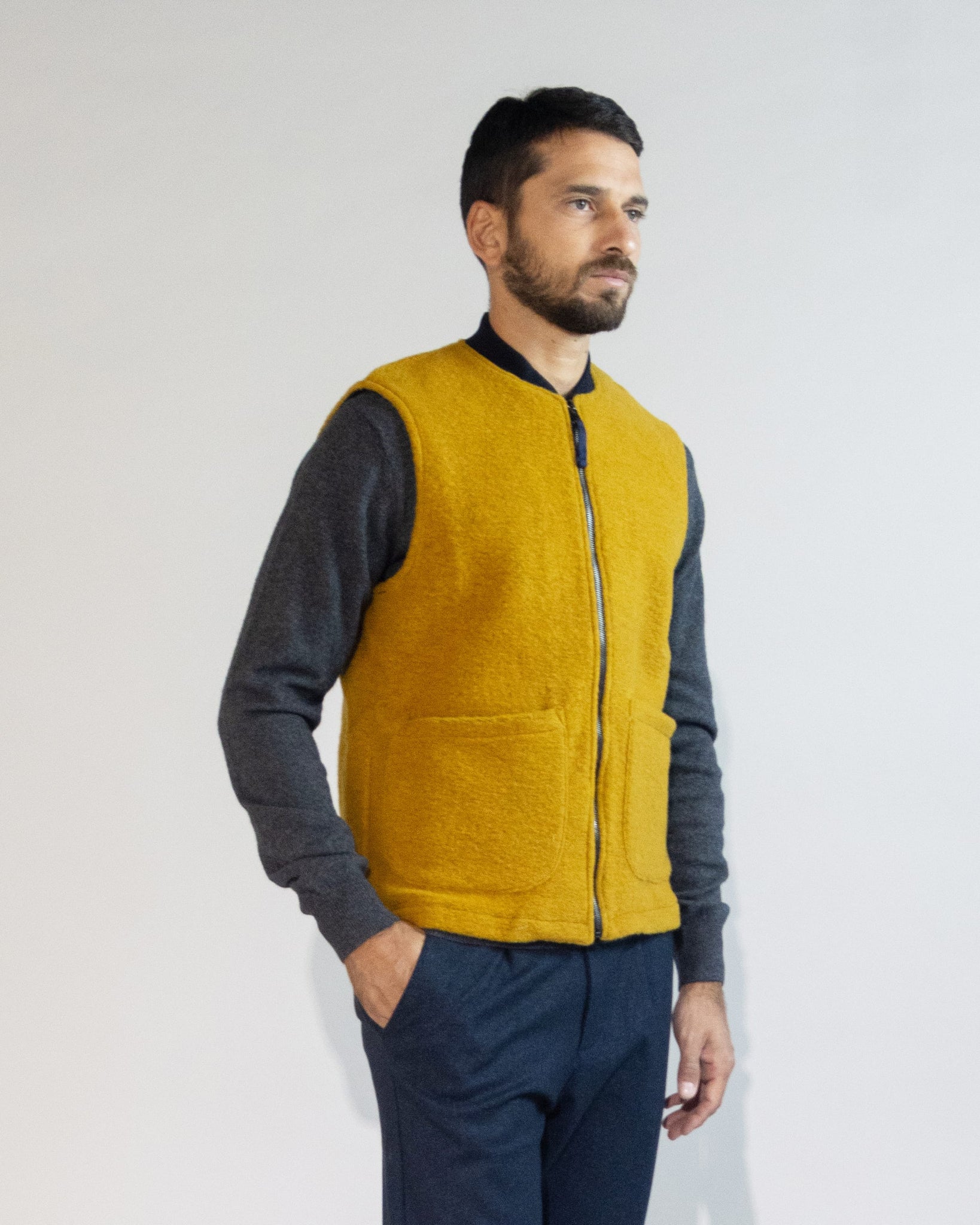 GILET MISTO LANA CON TASCONI