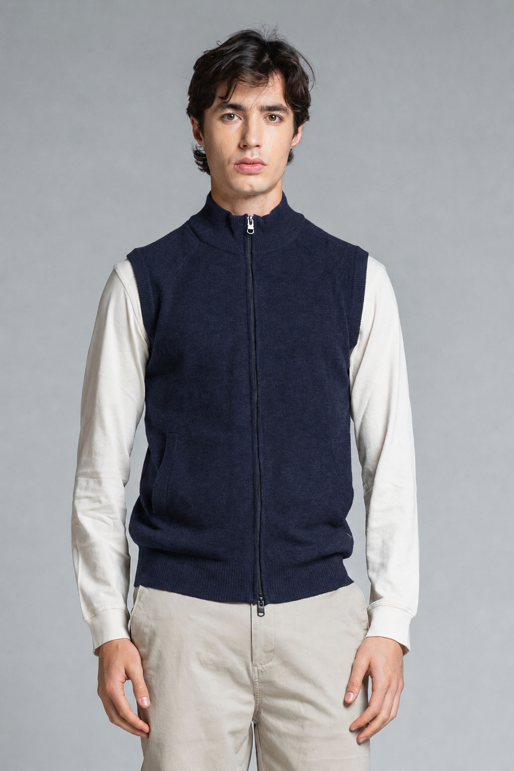 STEFAN CARDIGAN ZIP IN WOOL MERCERIZED