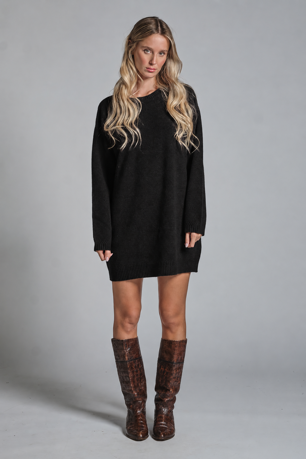 ALY ROUND NECK LONG IN LAMBSWOOL