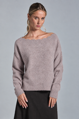 GEMINI BOAT NECK IN MIXED ALPACA