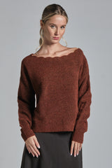 GEMINI BOAT NECK LINE IN MIXED ALPACA