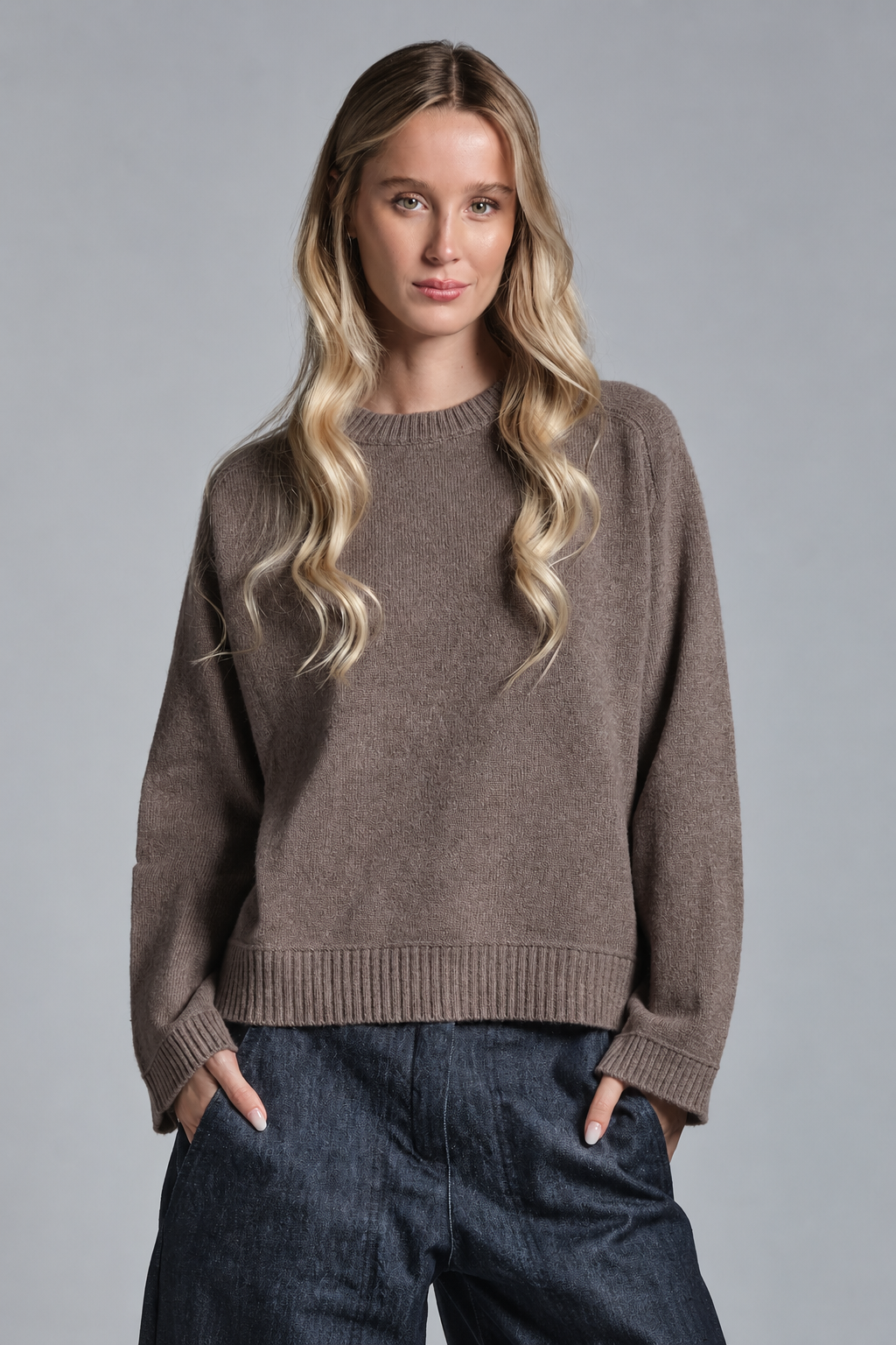 GERY ROUND NECK IN LAMBSWOOL