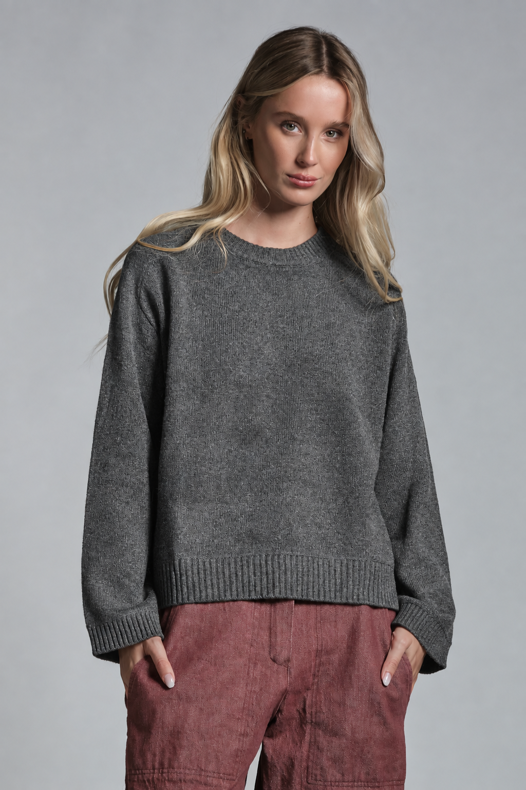 GERY ROUND NECK IN LAMBSWOOL