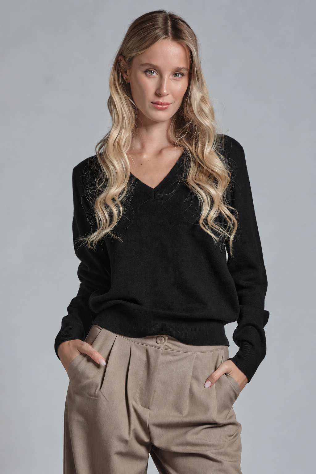 SILVY V NECK IN WOOL MERCERIZED