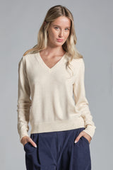 SILVY V NECK IN WOOL MERCERIZED