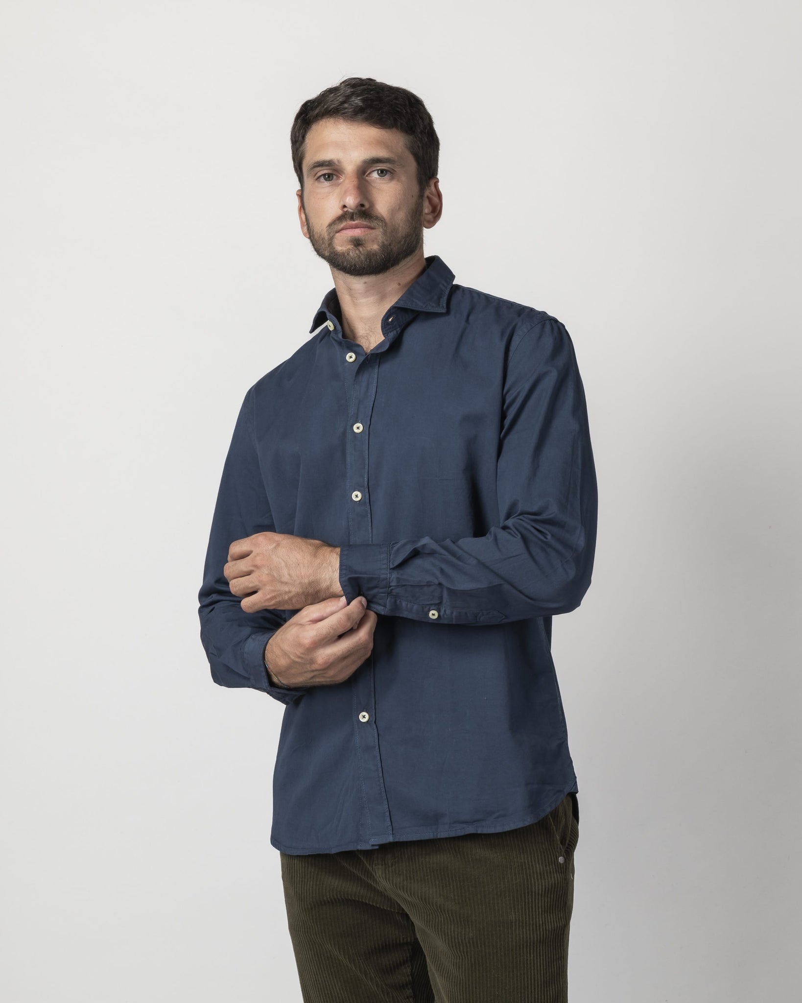 CAMICIA COLLO FRANCESE IN GABARDINA
