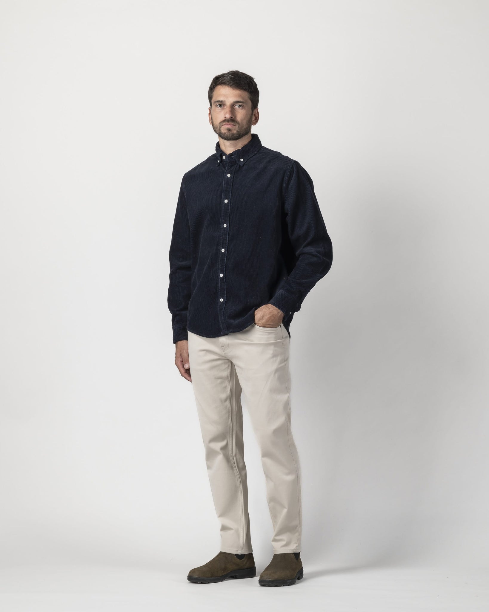 CAMICIA BUTTON DOWN IN VELLUTO A COSTE