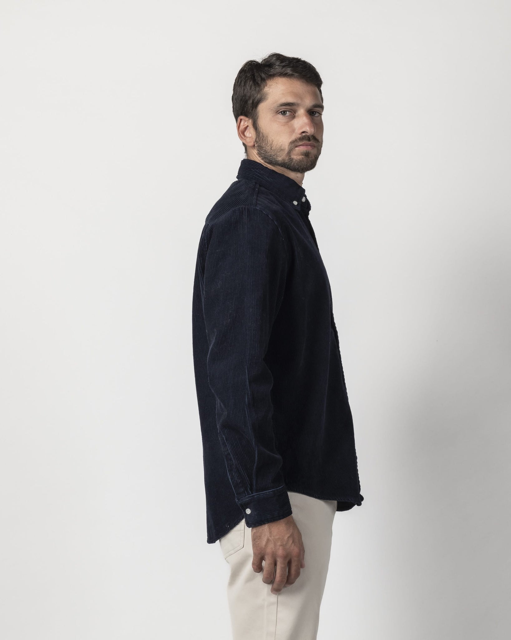 CAMICIA BUTTON DOWN IN VELLUTO A COSTE