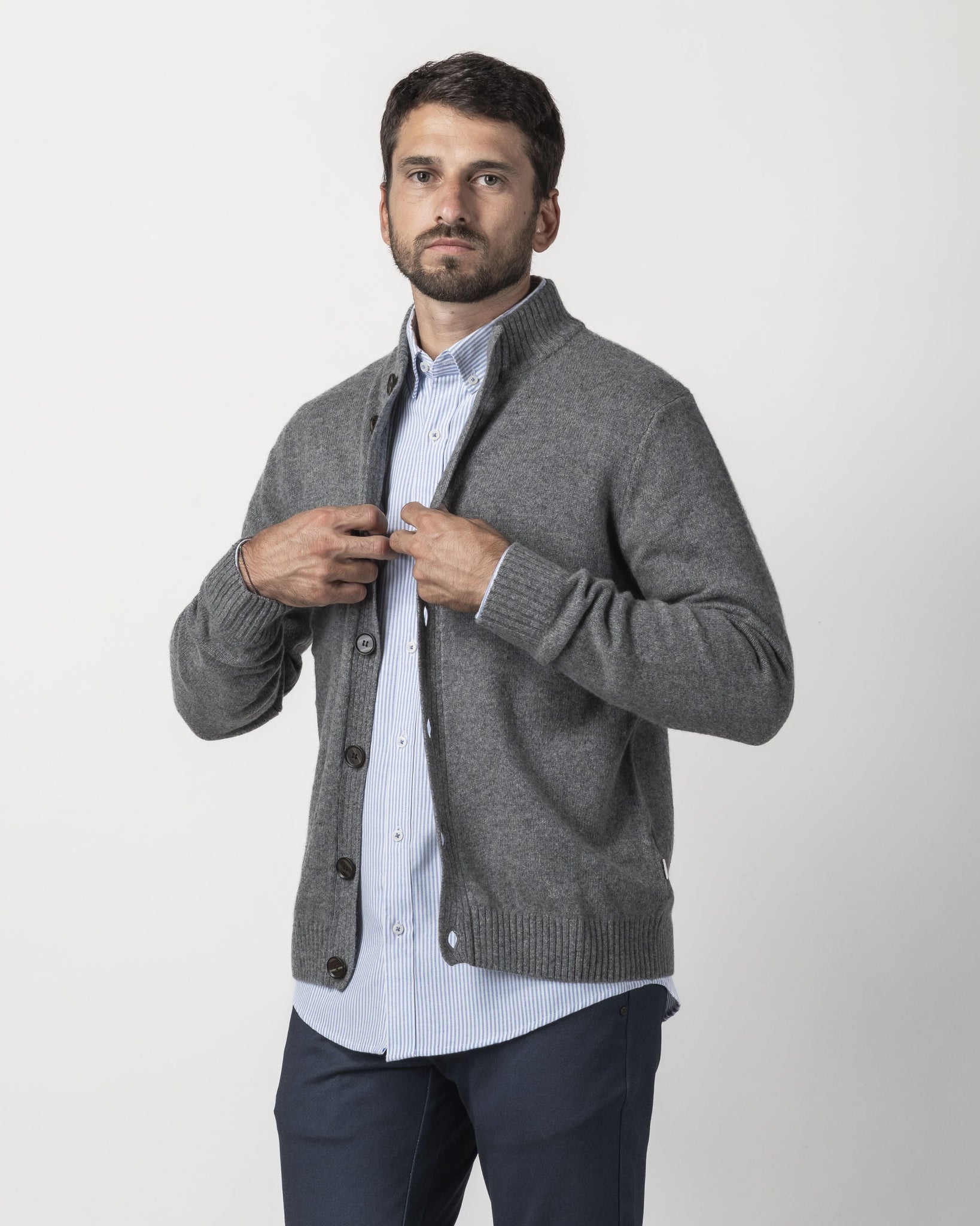 CARDIGAN CHIUSURA BOTTONI MISTO LANA