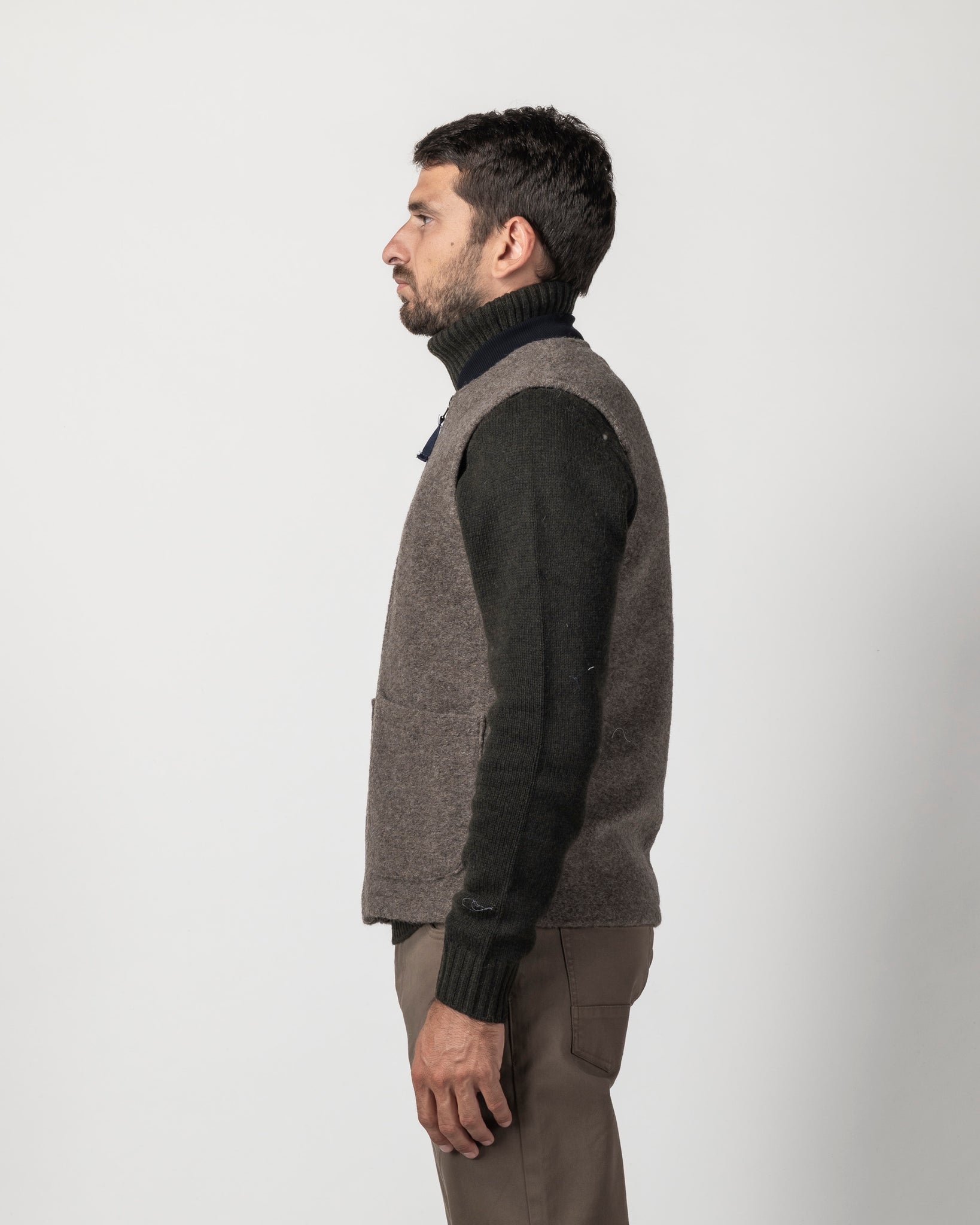 GILET MISTO LANA CON TASCONI
