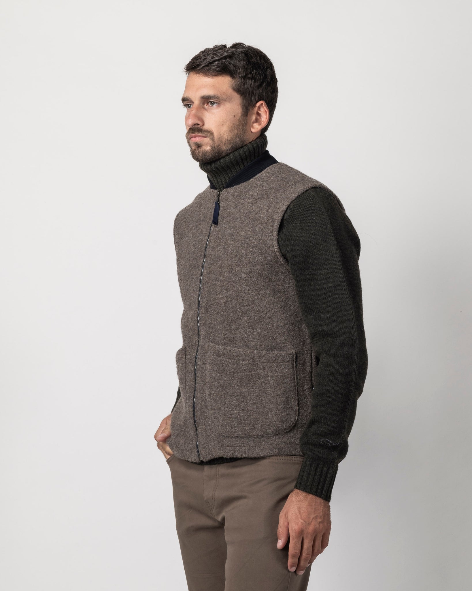 GILET MISTO LANA CON TASCONI